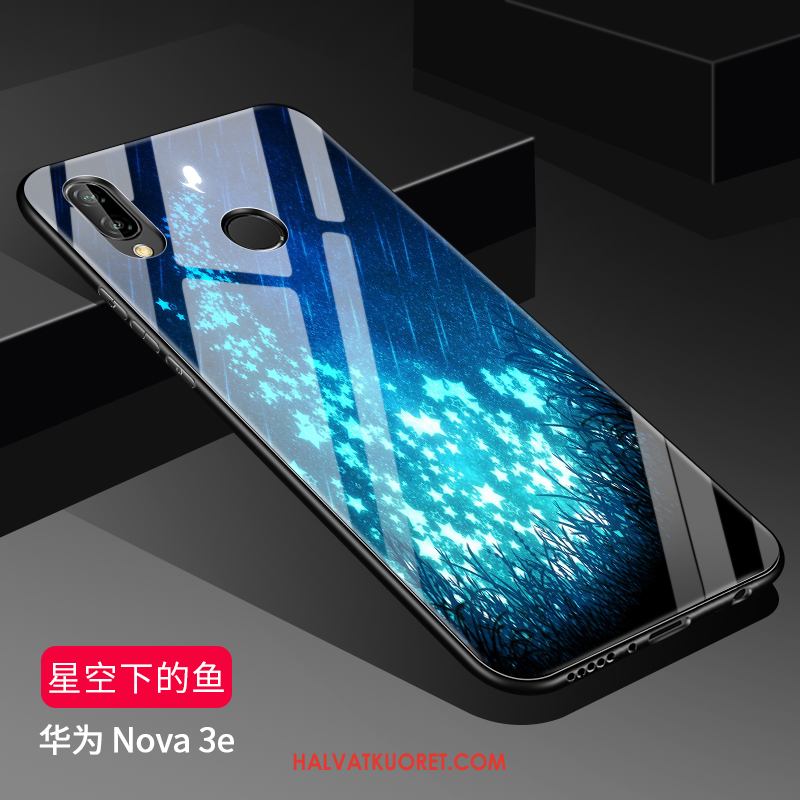 Huawei Nova 3e Kuoret Pesty Suede Luova Tide-brändi, Huawei Nova 3e Kuori Persoonallisuus Lasi