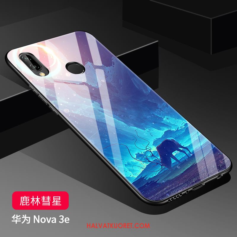 Huawei Nova 3e Kuoret Pesty Suede Luova Tide-brändi, Huawei Nova 3e Kuori Persoonallisuus Lasi