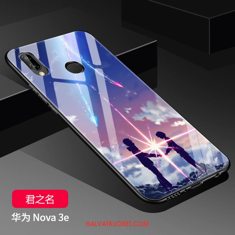 Huawei Nova 3e Kuoret Pesty Suede Luova Tide-brändi, Huawei Nova 3e Kuori Persoonallisuus Lasi