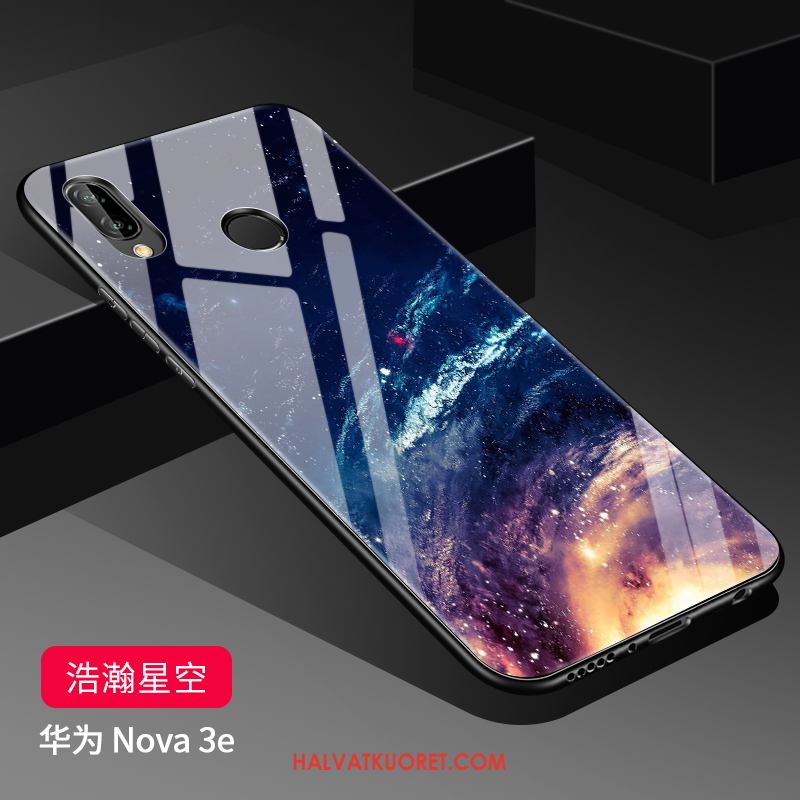 Huawei Nova 3e Kuoret Pesty Suede Luova Tide-brändi, Huawei Nova 3e Kuori Persoonallisuus Lasi