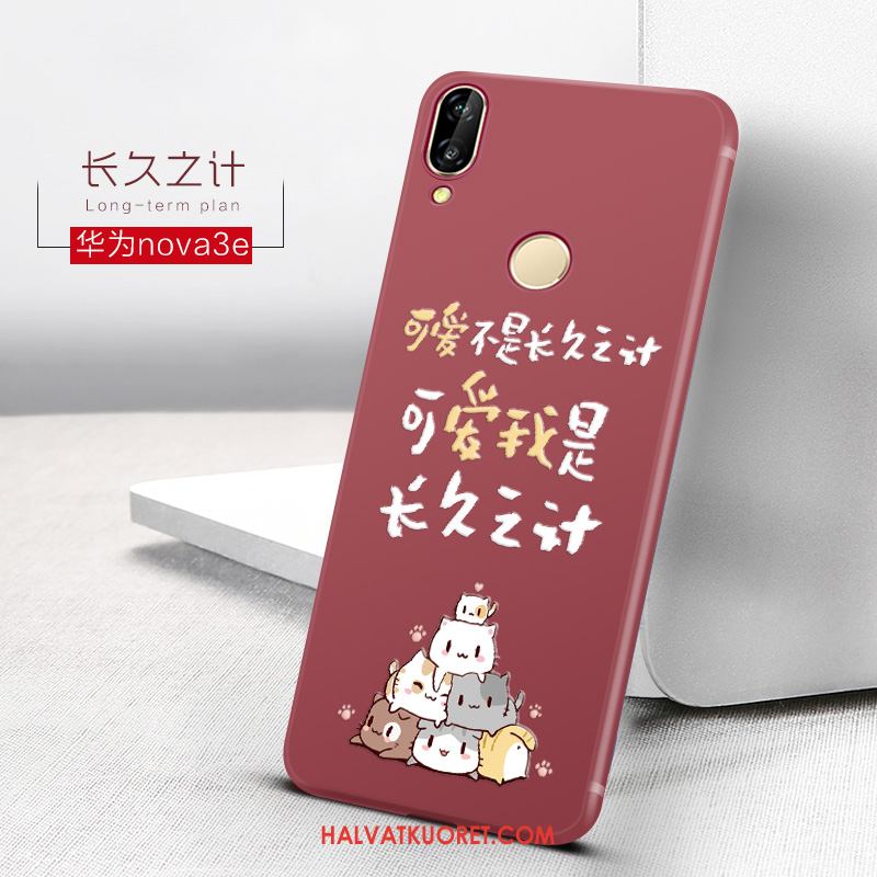 Huawei Nova 3e Kuoret Silikoni Puhelimen Murtumaton, Huawei Nova 3e Kuori Pesty Suede Pieni