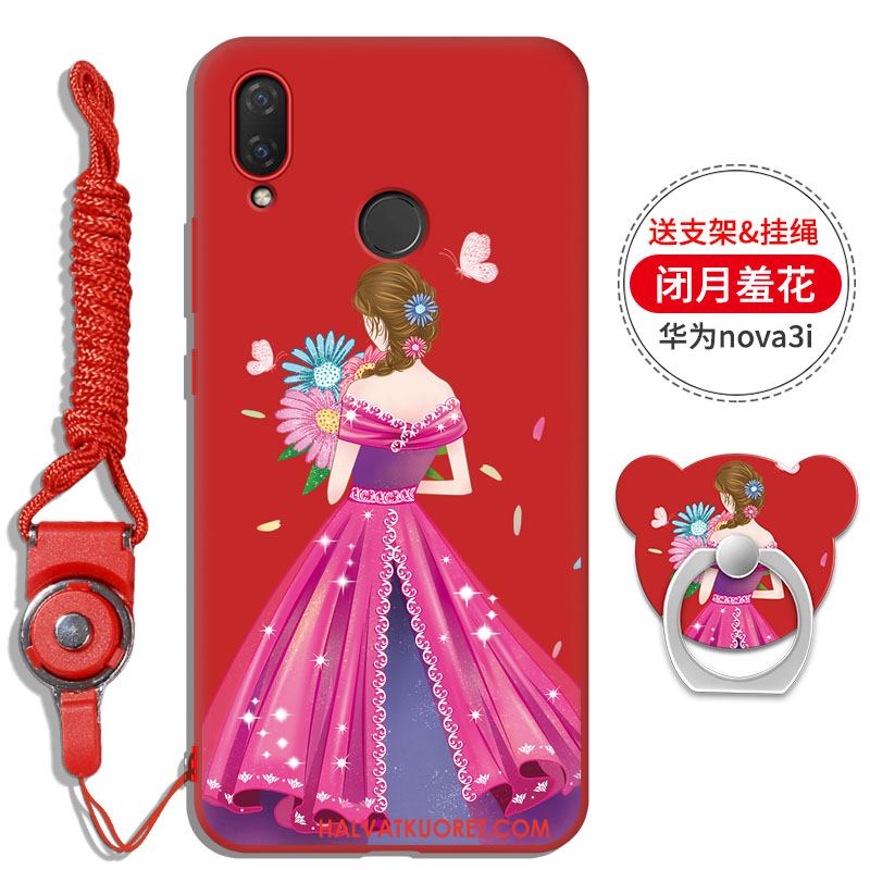 Huawei Nova 3i Kuoret Sarjakuva Niitti Ripustettava Kaula, Huawei Nova 3i Kuori Rhinestone Inlay