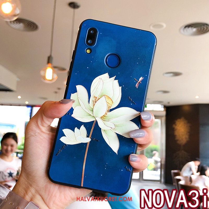 Huawei Nova 3i Kuoret Tide-brändi Kukka- Kohokuviointi, Huawei Nova 3i Kuori Murtumaton Valkoinen