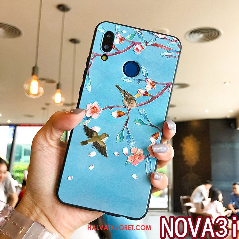 Huawei Nova 3i Kuoret Tide-brändi Kukka- Kohokuviointi, Huawei Nova 3i Kuori Murtumaton Valkoinen