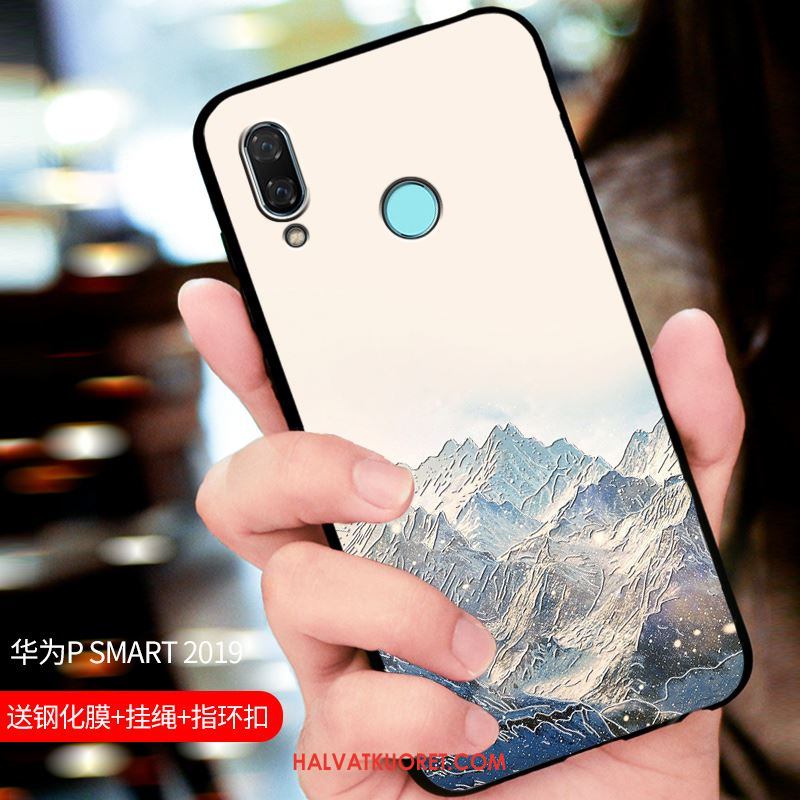 Huawei P Smart 2019 Kuoret Suojaus Pesty Suede Kotelo, Huawei P Smart 2019 Kuori Muokata Sininen