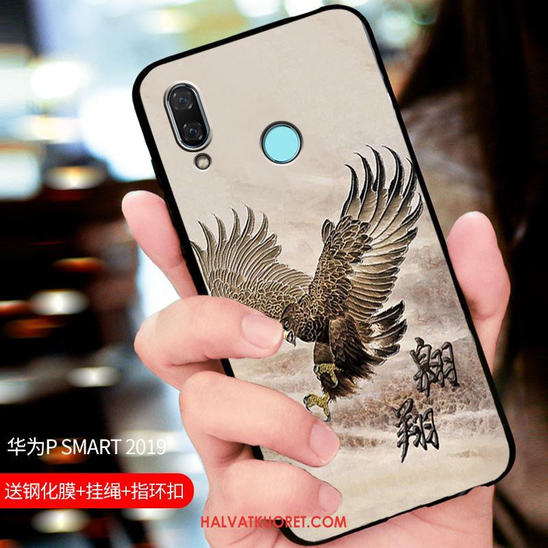 Huawei P Smart 2019 Kuoret Suojaus Pesty Suede Kotelo, Huawei P Smart 2019 Kuori Muokata Sininen