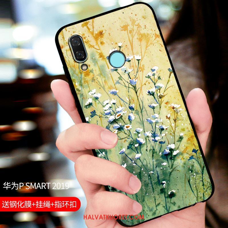 Huawei P Smart 2019 Kuoret Suojaus Pesty Suede Kotelo, Huawei P Smart 2019 Kuori Muokata Sininen