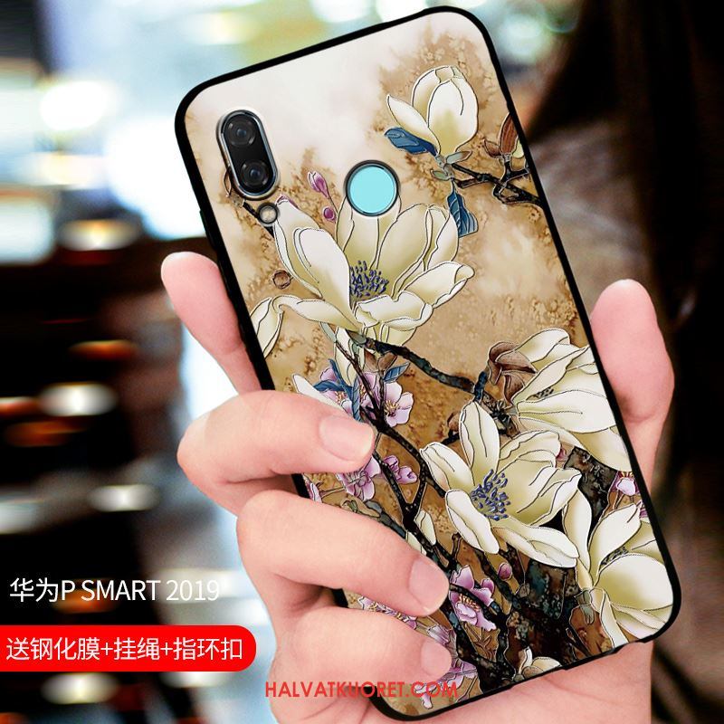 Huawei P Smart 2019 Kuoret Suojaus Pesty Suede Kotelo, Huawei P Smart 2019 Kuori Muokata Sininen