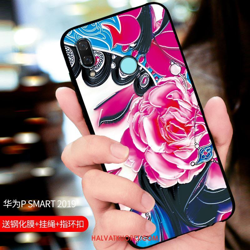 Huawei P Smart 2019 Kuoret Suojaus Pesty Suede Kotelo, Huawei P Smart 2019 Kuori Muokata Sininen