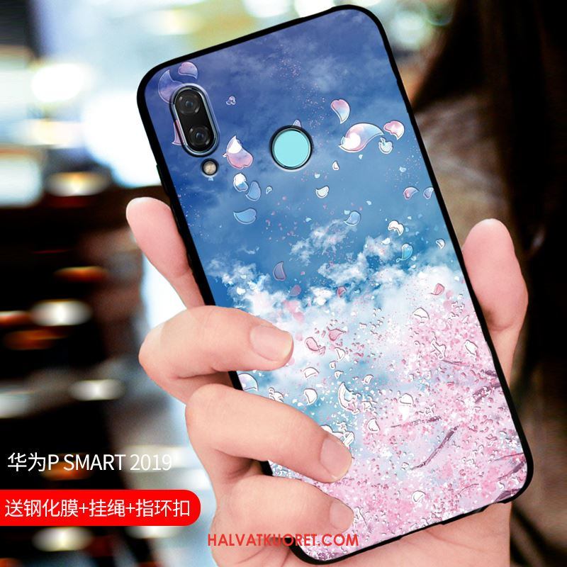 Huawei P Smart 2019 Kuoret Suojaus Pesty Suede Kotelo, Huawei P Smart 2019 Kuori Muokata Sininen