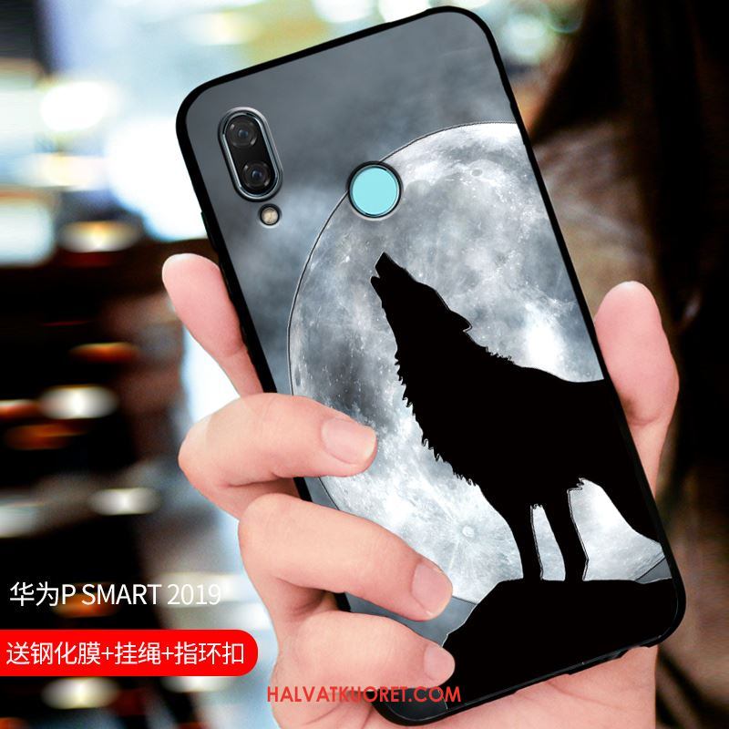 Huawei P Smart 2019 Kuoret Suojaus Pesty Suede Kotelo, Huawei P Smart 2019 Kuori Muokata Sininen