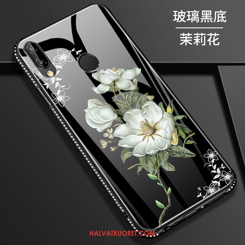 Huawei P Smart+ Kuoret Kukka Persoonallisuus Suojaus, Huawei P Smart+ Kuori Lasi Peili