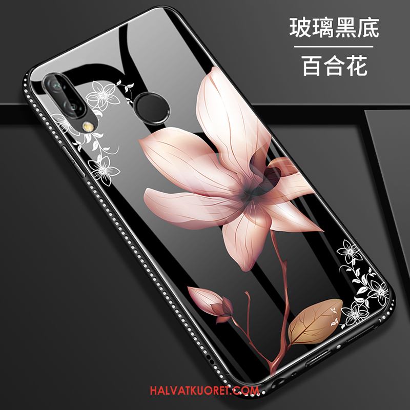 Huawei P Smart+ Kuoret Kukka Persoonallisuus Suojaus, Huawei P Smart+ Kuori Lasi Peili