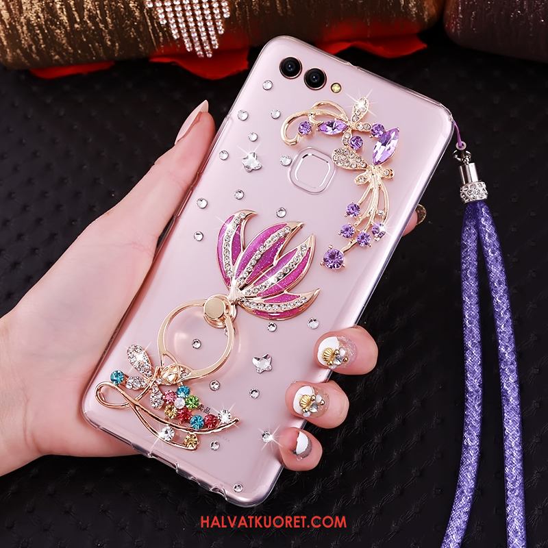 Huawei P Smart Kuoret Vihreä Rengas Strassi, Huawei P Smart Kuori Rhinestone Inlay Ripustettava Kaula