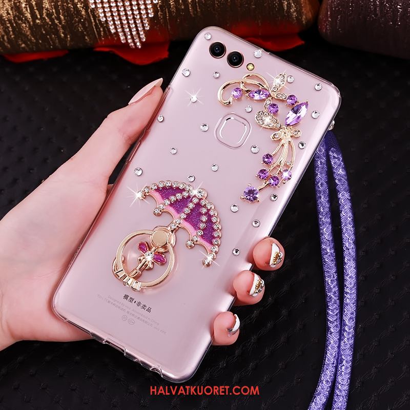 Huawei P Smart Kuoret Vihreä Rengas Strassi, Huawei P Smart Kuori Rhinestone Inlay Ripustettava Kaula