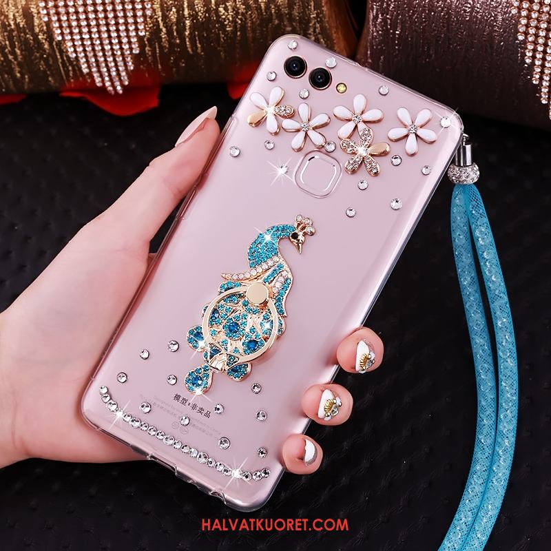 Huawei P Smart Kuoret Vihreä Rengas Strassi, Huawei P Smart Kuori Rhinestone Inlay Ripustettava Kaula