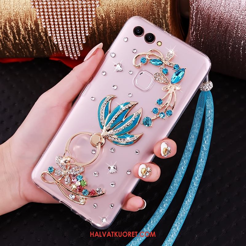 Huawei P Smart Kuoret Vihreä Rengas Strassi, Huawei P Smart Kuori Rhinestone Inlay Ripustettava Kaula