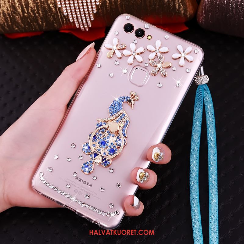 Huawei P Smart Kuoret Vihreä Rengas Strassi, Huawei P Smart Kuori Rhinestone Inlay Ripustettava Kaula