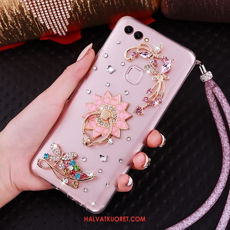 Huawei P Smart Kuoret Vihreä Rengas Strassi, Huawei P Smart Kuori Rhinestone Inlay Ripustettava Kaula