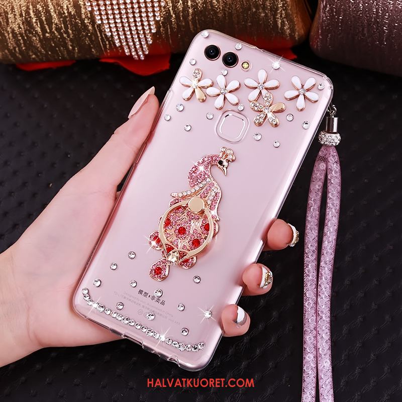 Huawei P Smart Kuoret Vihreä Rengas Strassi, Huawei P Smart Kuori Rhinestone Inlay Ripustettava Kaula