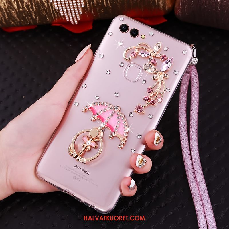 Huawei P Smart Kuoret Vihreä Rengas Strassi, Huawei P Smart Kuori Rhinestone Inlay Ripustettava Kaula