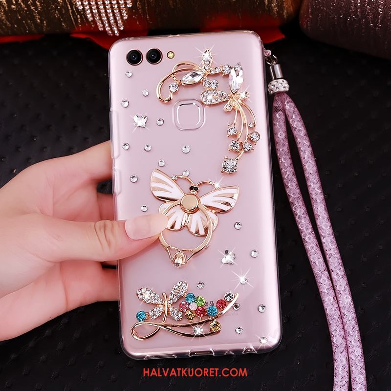 Huawei P Smart Kuoret Vihreä Rengas Strassi, Huawei P Smart Kuori Rhinestone Inlay Ripustettava Kaula