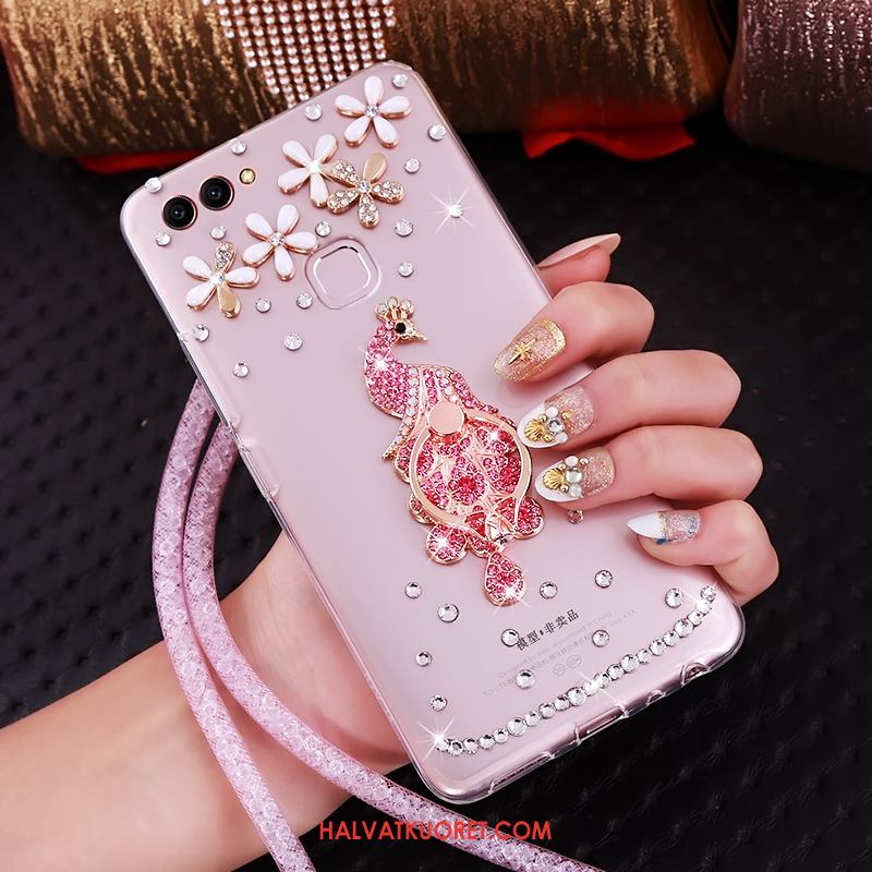 Huawei P Smart Kuoret Vihreä Rengas Strassi, Huawei P Smart Kuori Rhinestone Inlay Ripustettava Kaula