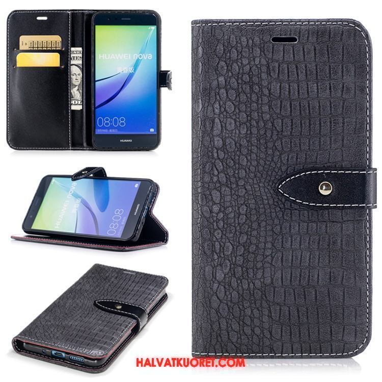 Huawei P10 Lite Kuoret Puhelimen Tuki Krokotiili, Huawei P10 Lite Kuori Sininen Kukkakuvio