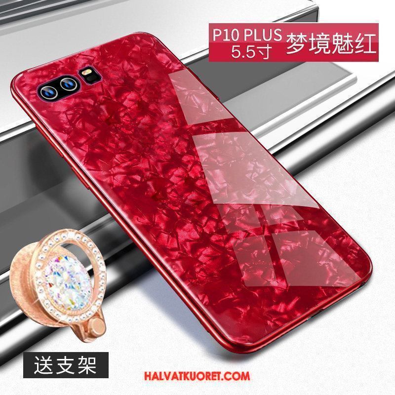 Huawei P10 Plus Kuoret Lasi Punainen Silikoni, Huawei P10 Plus Kuori Ripustettavat Koristeet Net Red
