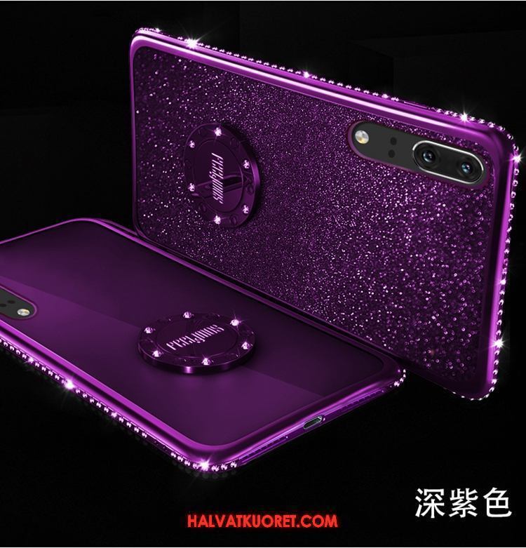 Huawei P20 Kuoret Pehmeä Neste Jauhe Violetti, Huawei P20 Kuori Tuki Strassi