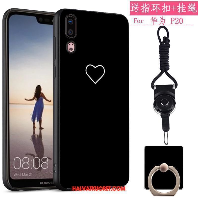 Huawei P20 Kuoret Silikoni All Inclusive Luova, Huawei P20 Kuori Musta