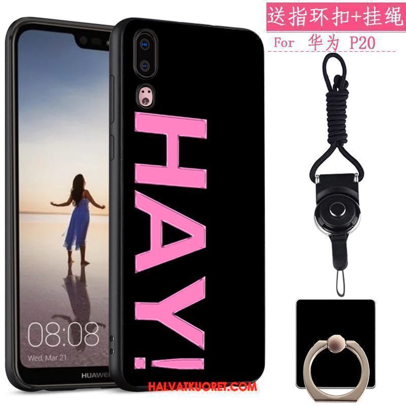 Huawei P20 Kuoret Silikoni All Inclusive Luova, Huawei P20 Kuori Musta