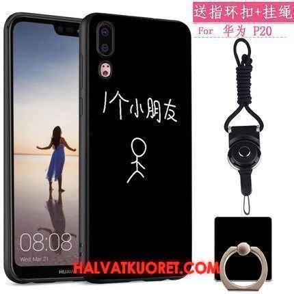 Huawei P20 Kuoret Silikoni All Inclusive Luova, Huawei P20 Kuori Musta