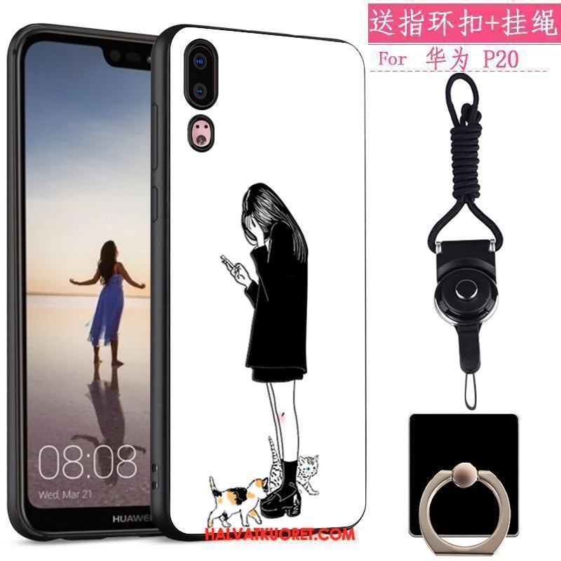 Huawei P20 Kuoret Silikoni All Inclusive Luova, Huawei P20 Kuori Musta