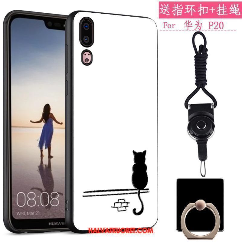 Huawei P20 Kuoret Silikoni All Inclusive Luova, Huawei P20 Kuori Musta