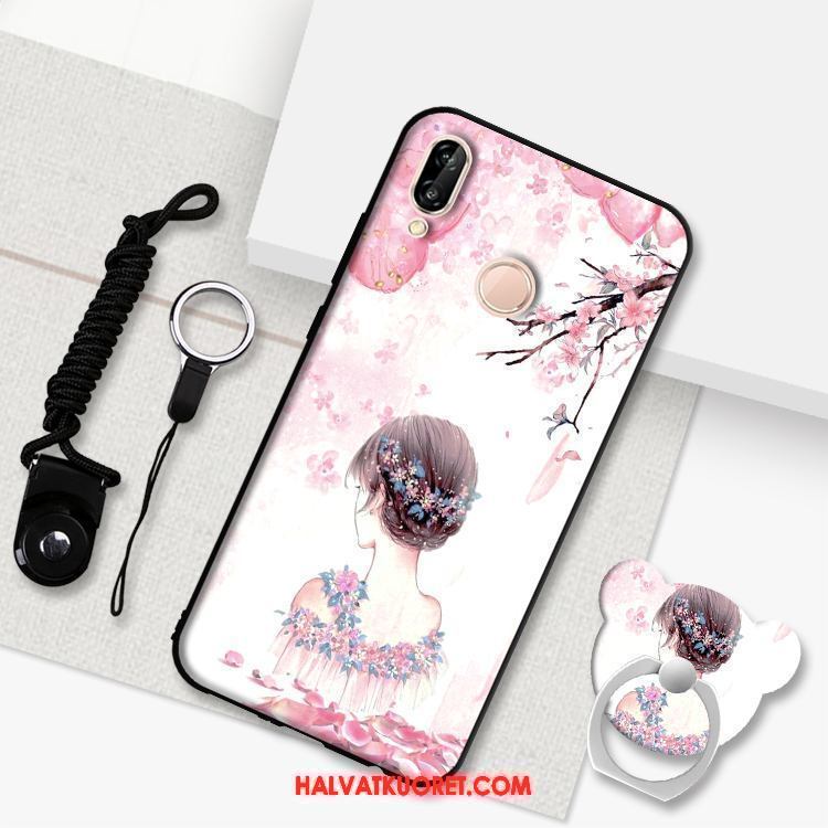 Huawei P20 Lite Kuoret Kotelo Musta, Huawei P20 Lite Kuori Murtumaton Pesty Suede