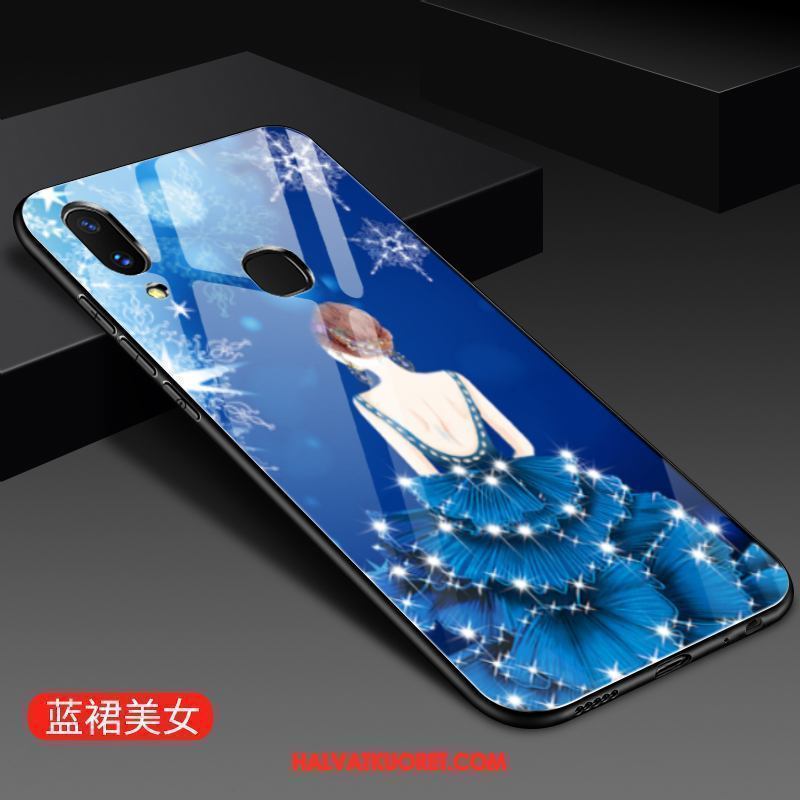 Huawei P20 Lite Kuoret Punainen Silikoni Karkaisu, Huawei P20 Lite Kuori Lasi Luova