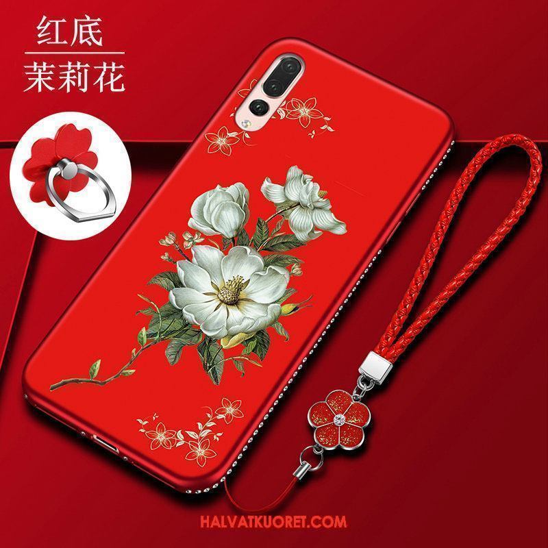 Huawei P20 Pro Kuoret Rhinestone Inlay Murtumaton Pehmeä Neste, Huawei P20 Pro Kuori Kotelo Punainen