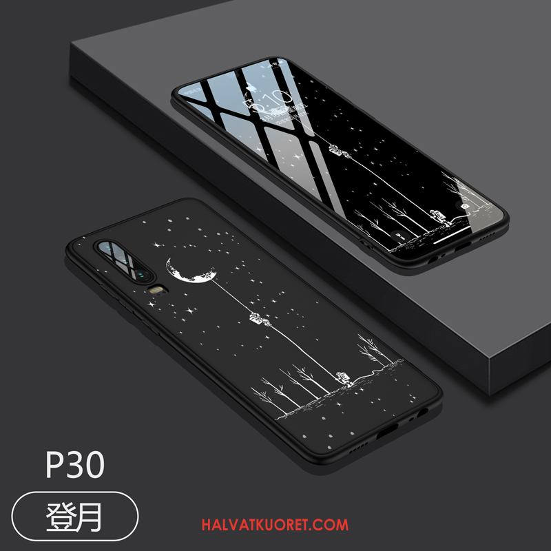 Huawei P30 Kuoret Luova Musta, Huawei P30 Kuori Ultra Silikoni