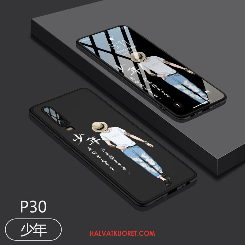 Huawei P30 Kuoret Luova Musta, Huawei P30 Kuori Ultra Silikoni