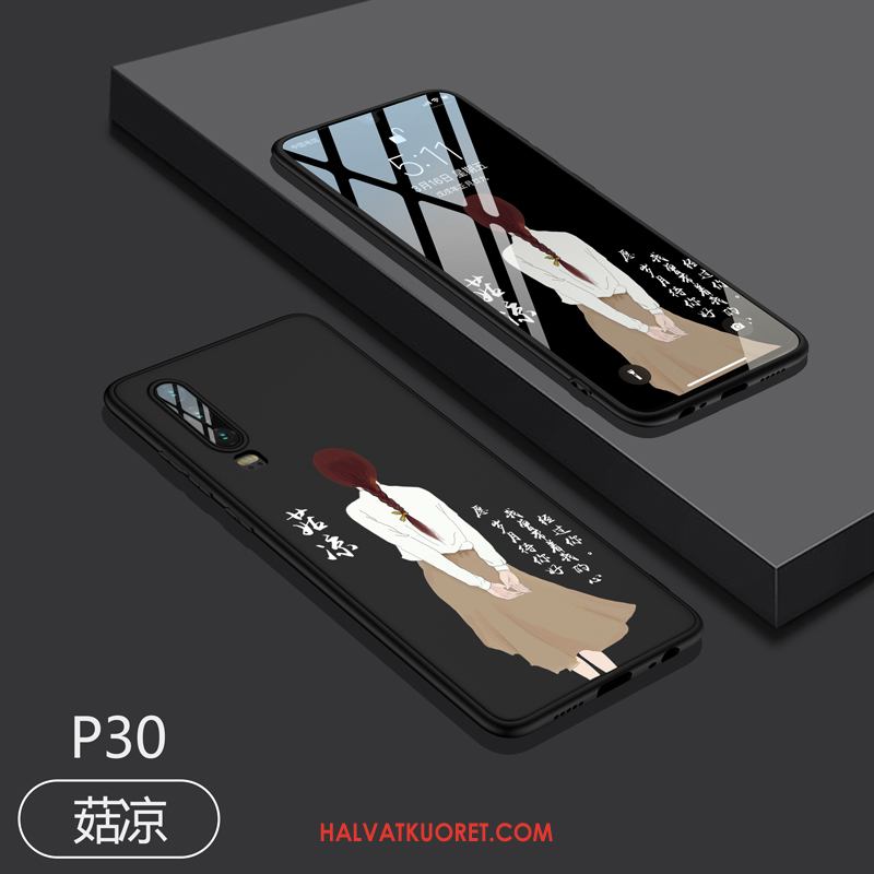 Huawei P30 Kuoret Luova Musta, Huawei P30 Kuori Ultra Silikoni