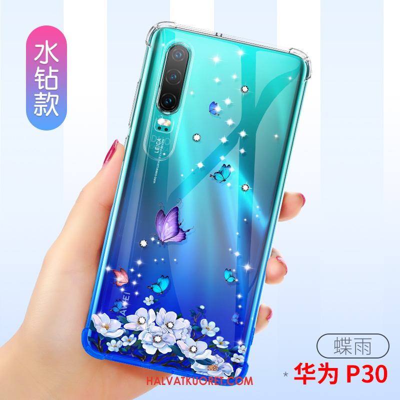 Huawei P30 Kuoret Silikoni Läpinäkyvä Suupaltti, Huawei P30 Kuori All Inclusive Jauhe