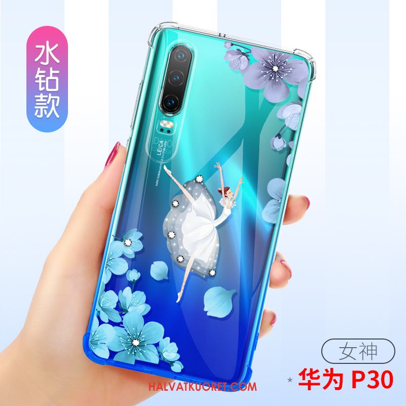 Huawei P30 Kuoret Silikoni Läpinäkyvä Suupaltti, Huawei P30 Kuori All Inclusive Jauhe