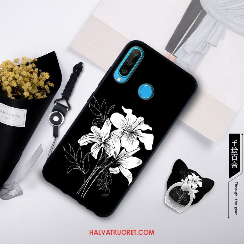 Huawei P30 Lite Kuoret Yksinkertainen Pehmeä Neste Murtumaton, Huawei P30 Lite Kuori Pesty Suede Valkoinen