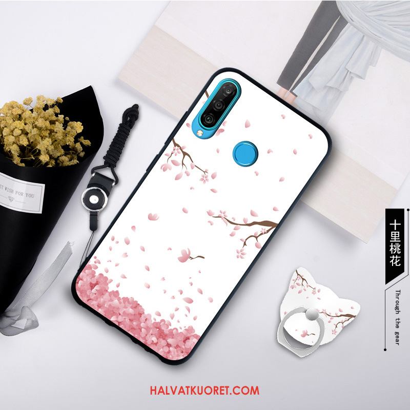 Huawei P30 Lite Kuoret Yksinkertainen Pehmeä Neste Murtumaton, Huawei P30 Lite Kuori Pesty Suede Valkoinen