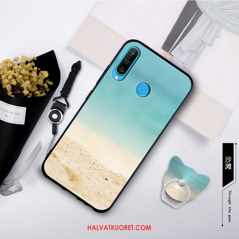 Huawei P30 Lite Kuoret Yksinkertainen Pehmeä Neste Murtumaton, Huawei P30 Lite Kuori Pesty Suede Valkoinen