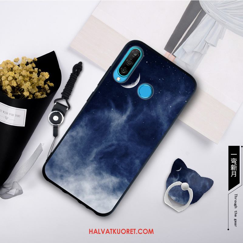 Huawei P30 Lite Kuoret Yksinkertainen Pehmeä Neste Murtumaton, Huawei P30 Lite Kuori Pesty Suede Valkoinen