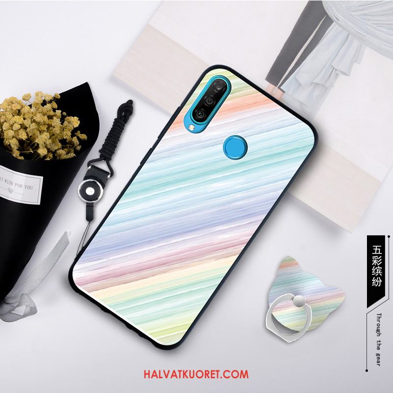 Huawei P30 Lite Kuoret Yksinkertainen Pehmeä Neste Murtumaton, Huawei P30 Lite Kuori Pesty Suede Valkoinen