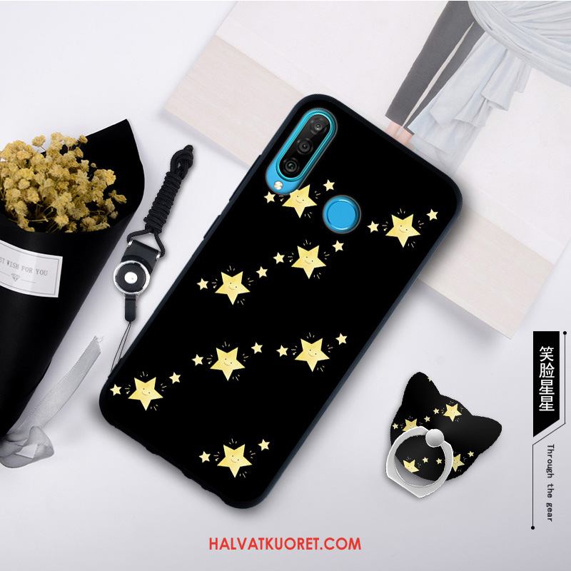 Huawei P30 Lite Kuoret Yksinkertainen Pehmeä Neste Murtumaton, Huawei P30 Lite Kuori Pesty Suede Valkoinen