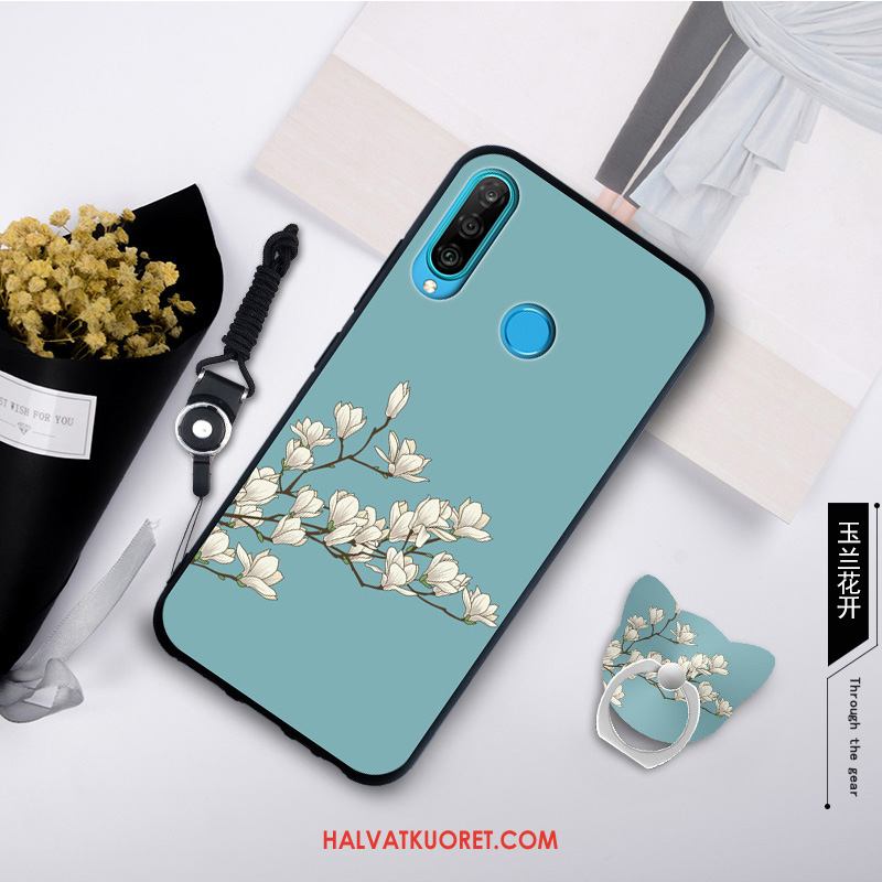 Huawei P30 Lite Kuoret Yksinkertainen Pehmeä Neste Murtumaton, Huawei P30 Lite Kuori Pesty Suede Valkoinen